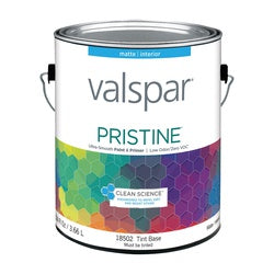 Valspar Pristine 18500 Series 027.0018502.007 Interior Paint, Matte, Tint, 1 gal, Can, Latex Base, Resists: Stain