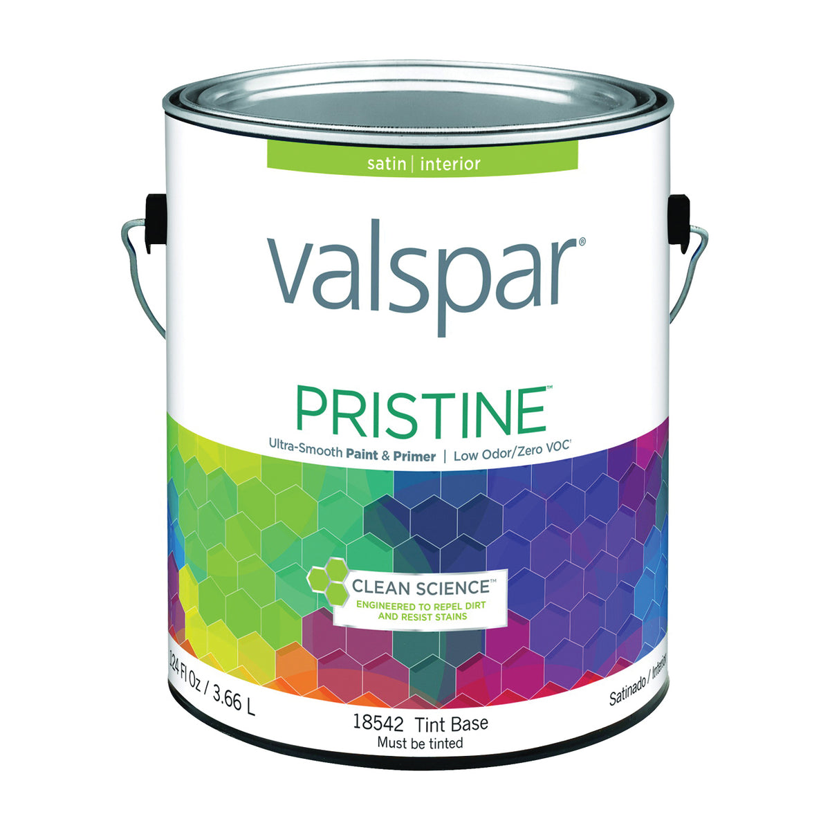 Valspar Pristine 18540 Series 027.0018542.007 Interior Paint, Satin, Tint, 1 gal, Can, Latex Base, Resists: Stain