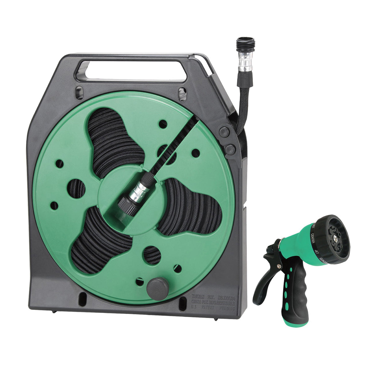 Landscapers Select YP1121 Hose Set, 50 ft L Hose, 50 ft Hose, In a Storage Case Winding, Built-In Handle, Polyester