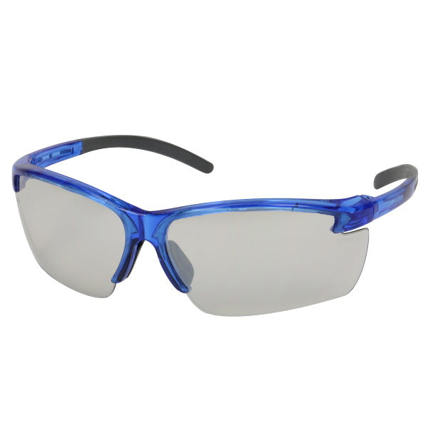 SAFETY WORKS 10039206 Safety Glasses, Scratch-Resistant Lens, Semi-Rimless Frame, Blue Frame