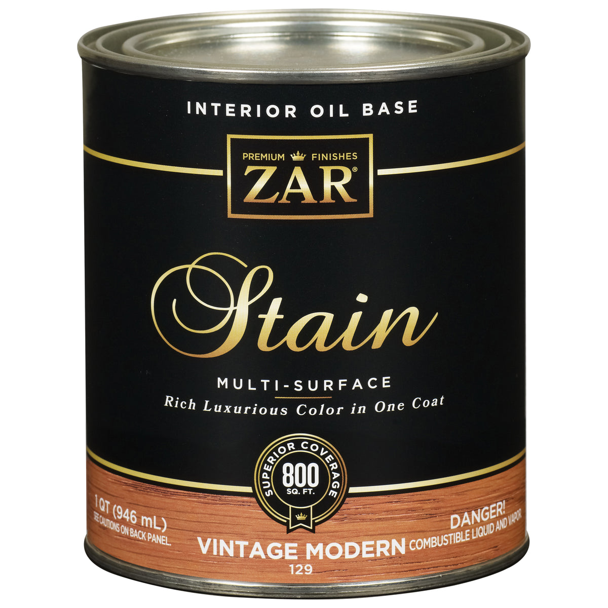 ZAR 12912 Wood Stain, Amber, Liquid, 1 qt, Can