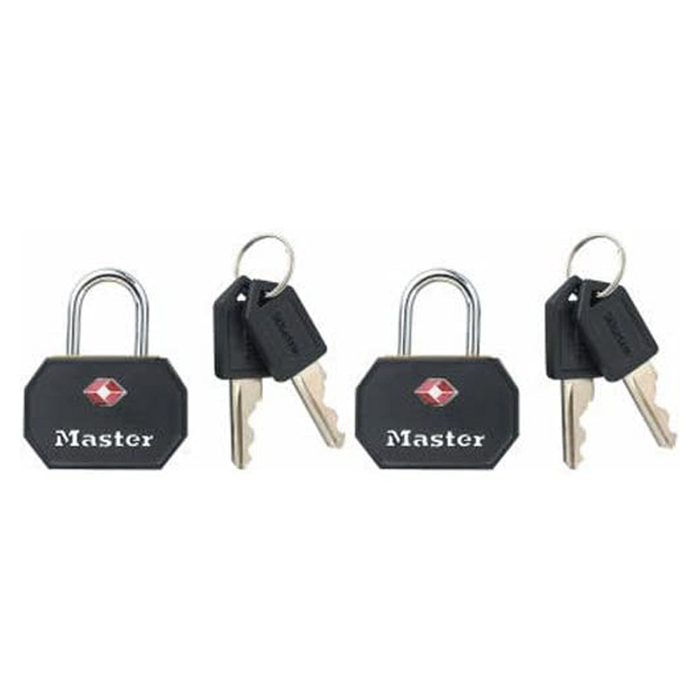 Master Lock 4681TBLK Luggage Lock, Keyed Alike Key, 3/32 in Dia Shackle, Steel Shackle, Steel Body, 1-1/4 in W Body