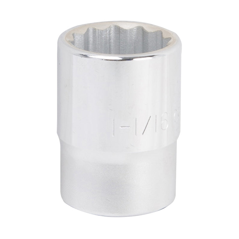 Vulcan MT-SS6034 Drive Socket, 1-1/16 in Socket, 3/4 in Drive, 12-Point, Chrome Vanadium Steel, Chrome