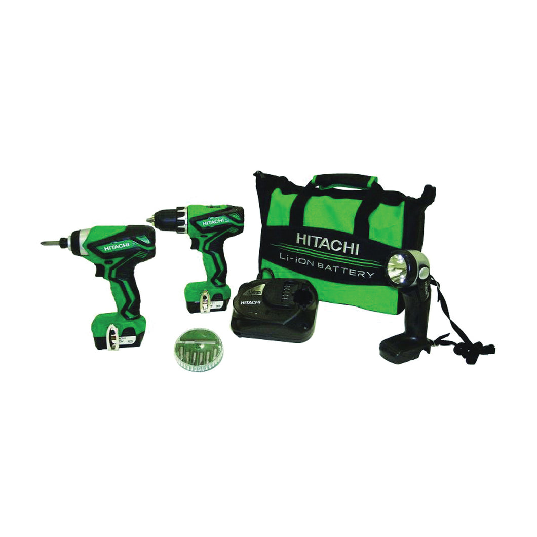 HITACHI KC10DFL2 Combination Kit, Battery Included, 12 V, 3-Tool, Lithium-Ion Battery