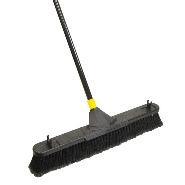 Quickie 00633 Push Broom, 24 in Sweep Face, Polypropylene Bristle, Steel Handle