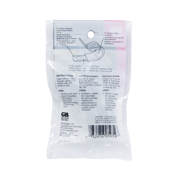 GB PPR-1550 Cable Clamp, 1/2 in Max Bundle Dia, Rubber/Steel, Black