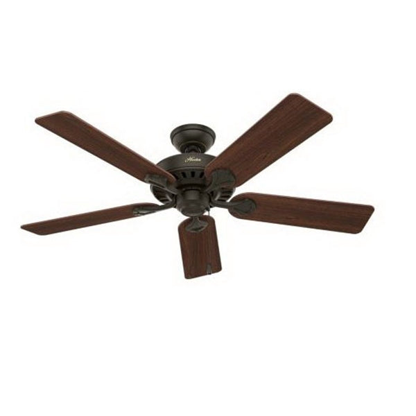 Hunter 53250/28724 Ceiling Fan, 5-Blade, Cherry/Oak Blade, 52 in Sweep, Fiberboard Blade, 3-Speed, With Lights: Yes