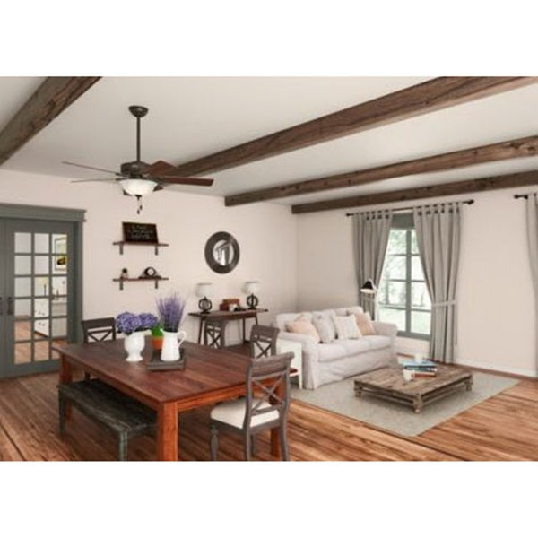 Hunter 53250/28724 Ceiling Fan, 5-Blade, Cherry/Oak Blade, 52 in Sweep, Fiberboard Blade, 3-Speed, With Lights: Yes