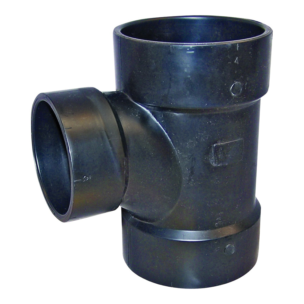 GENOVA 800 Series 81142 Reducing Pipe Tee, 2 x 4 in, Hub, ABS, SCH 40 Schedule