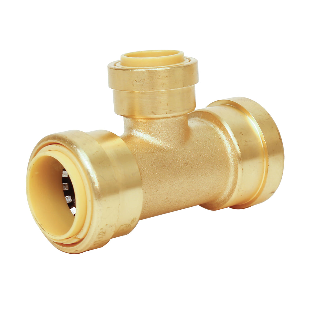 ProBite LF824 Pipe Tee, 3/4 in, Push-Fit, Brass, 200 psi Pressure