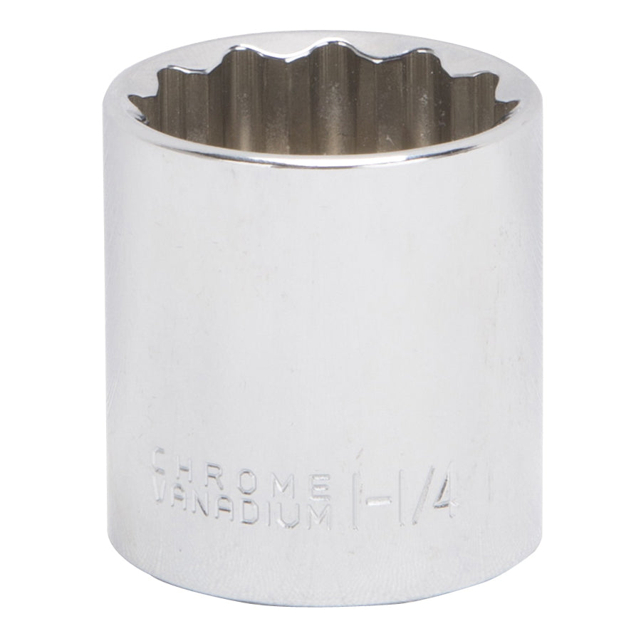 Vulcan MT6525893 Drive Socket, 1-1/4 in Socket, 1/2 in Drive, 12-Point, Chrome Vanadium Steel, Chrome