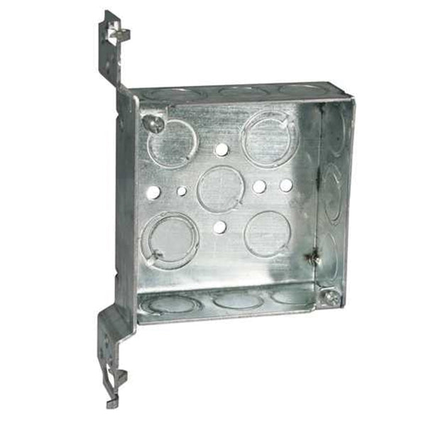 RACO 8196 Electrical Box, 2 -Gang, 14 -Knockout, Steel, Gray, Galvanized, FM Bracket Mounting