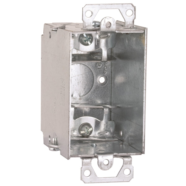 RACO 518/8518 Switch Box, 1 -Gang, 5 -Knockout, 1/2 in Knockout, Steel, Gray, Galvanized, Screw Mounting