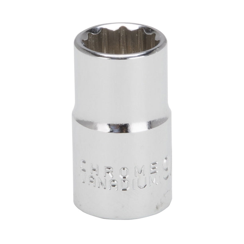 Vulcan MT6515738 Drive Socket, 9/16 in Socket, 1/2 in Drive, 12-Point, Chrome Vanadium Steel, Chrome