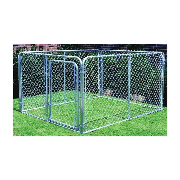 Stephens Pipe &amp; Steel Silver DKS11010 Dog Kennel, 10 ft OAL, 10 ft OAW, 6 ft OAH, Steel, Galvanized