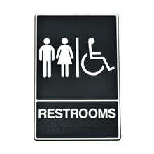 Load image into Gallery viewer, HY-KO DB-5 Graphic Sign, Rectangular, REST ROOM, White Legend, Black Background, Plastic, 6 in W x 9 in H Dimensions
