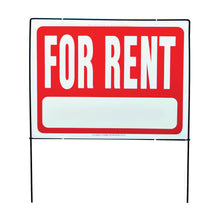 Load image into Gallery viewer, HY-KO RSF-603 Real Estate Sign, Rectangular, FOR RENT, White Legend, Red Background, Plastic
