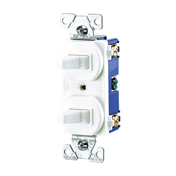 Eaton Wiring Devices 275W-BOX Combination Toggle Switch, 15 A, 120/277 V, Screw Terminal, Steel Housing Material