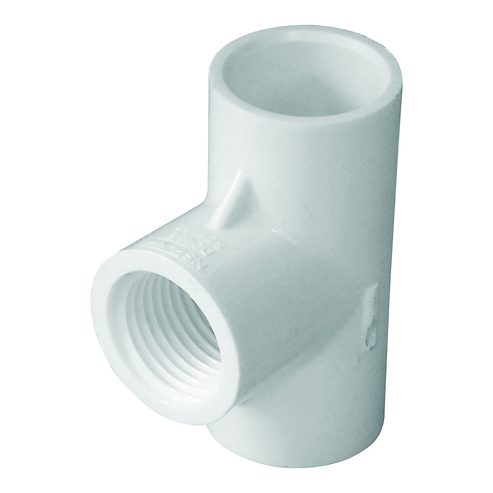 GENOVA 300 Series 31455 Pipe Tee, 1/2 in, Slip x Slip-Joint x FIP, PVC, White, SCH 40 Schedule