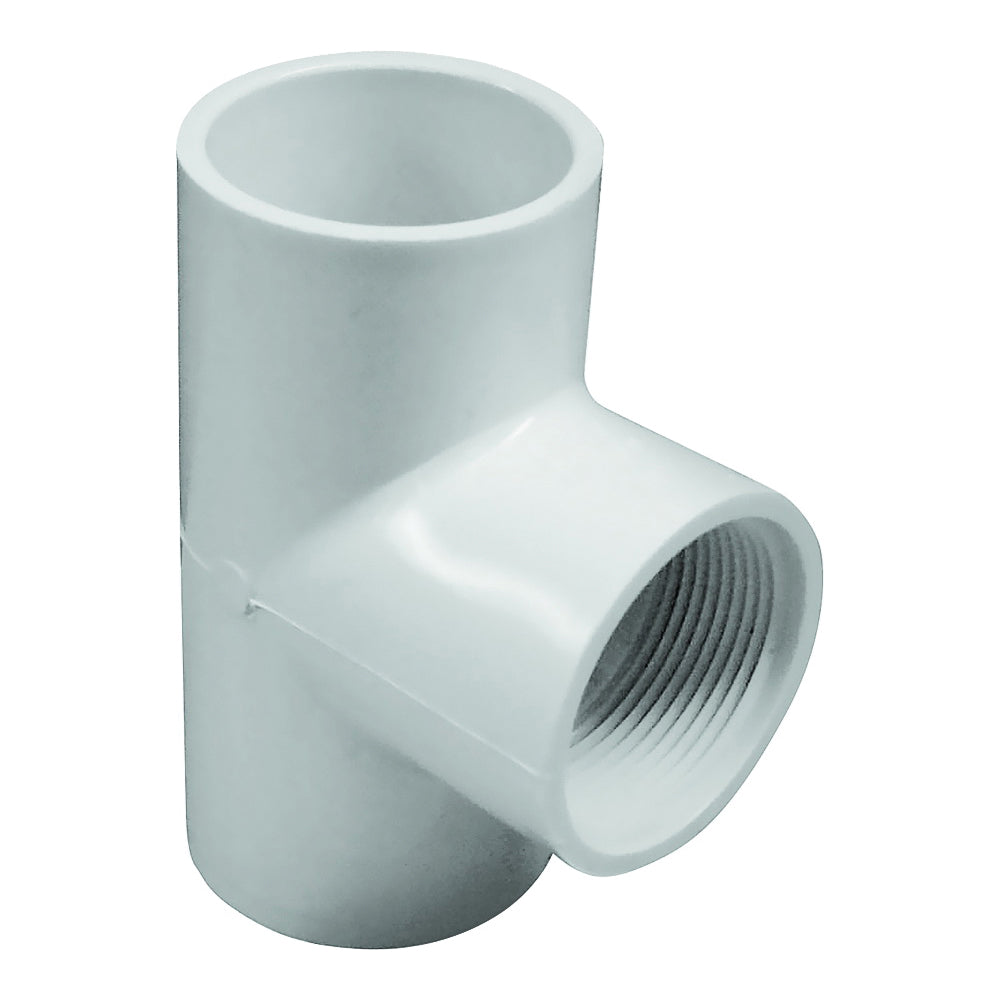GENOVA 300 Series 31454 Pipe Tee, 1-1/4 in, Slip x Slip-Joint x FIP, PVC, White, SCH 40 Schedule