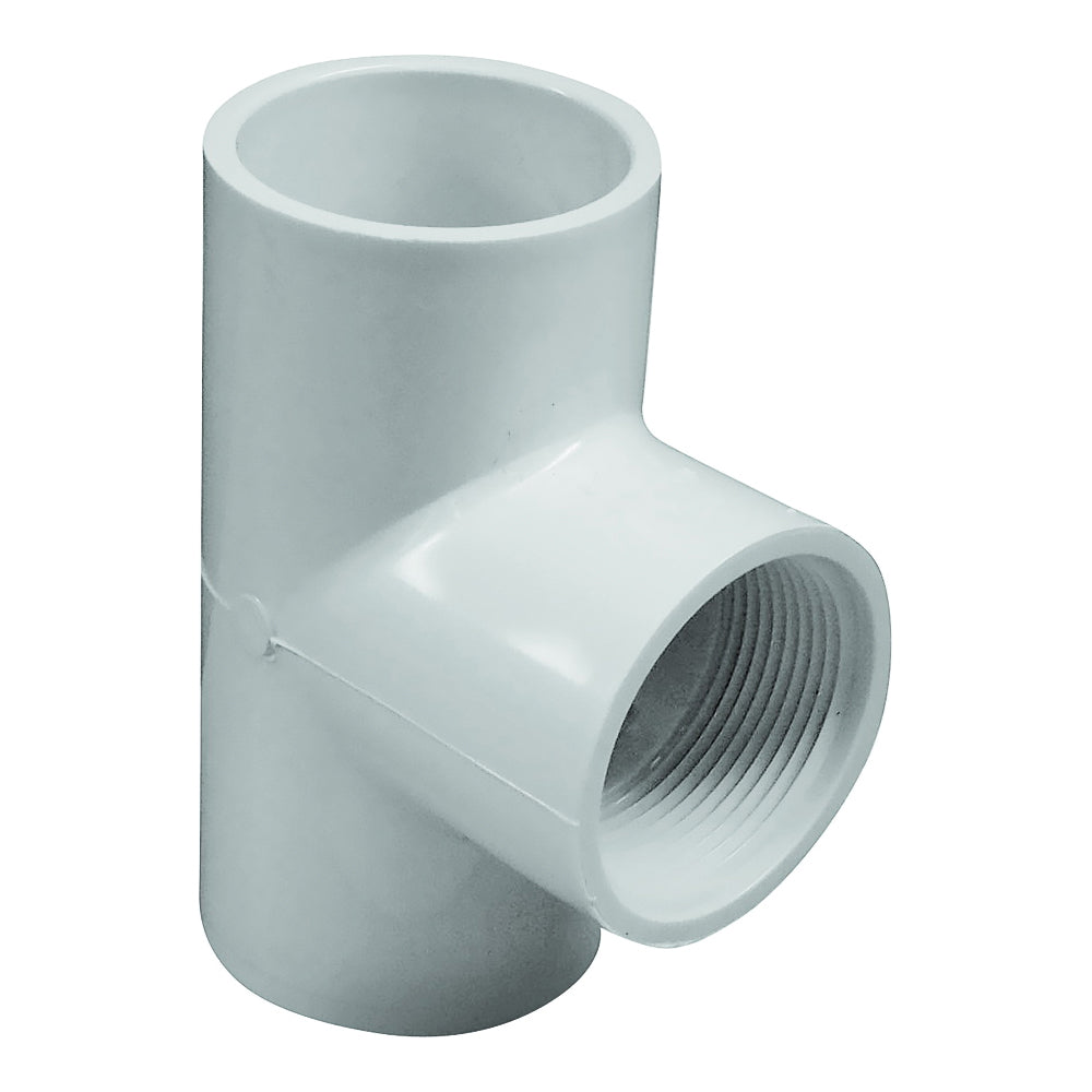 GENOVA 300 Series 31451 Pipe Tee, 1-1/2 in, Slip x Slip-Joint x FIP, PVC, White, SCH 40 Schedule