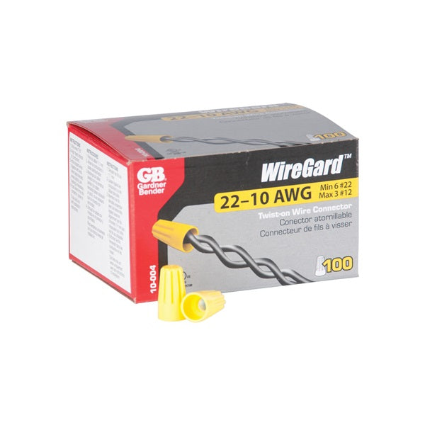 GB WireGard GB-4 10-004 Wire Connector, 18 to 10 AWG Wire, Steel Contact, Polypropylene Housing Material, Yellow