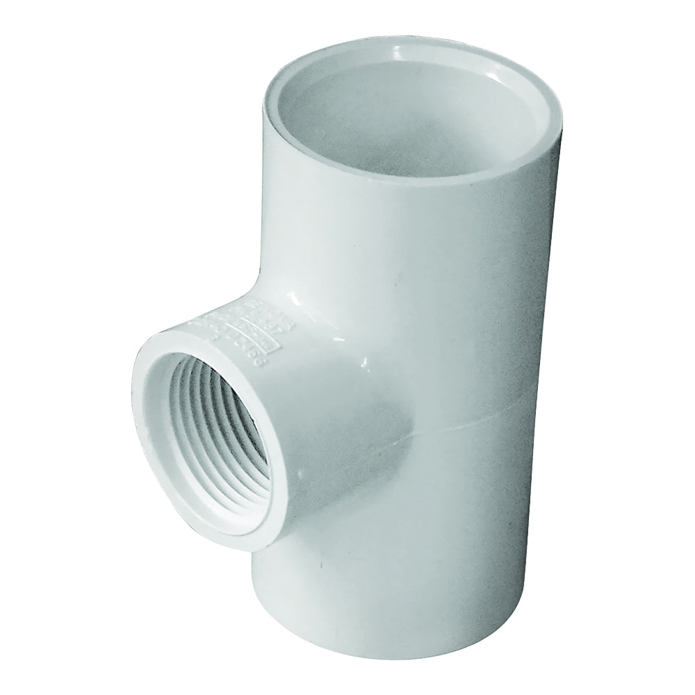 GENOVA 300 Series 31487 Pipe Reducing Tee, 1 x 3/4 in, Slip x Slip-Joint x FIP, PVC, White, SCH 40 Schedule