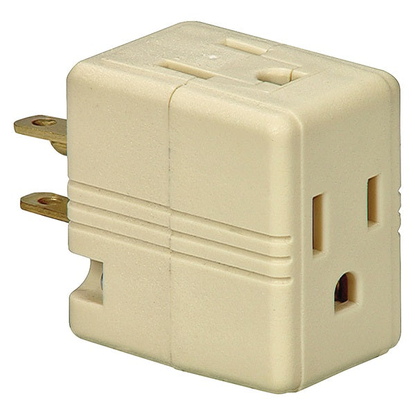 Eaton Wiring Devices BP1482V Outlet Adapter, 2 -Pole, 15 A, 125 V, 3 -Outlet, NEMA: NEMA 5-15R, White