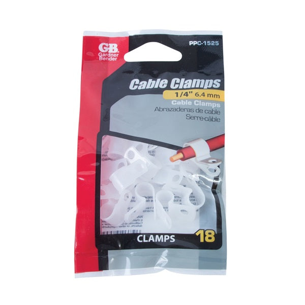 GB PPC-1525 Cable Clamp, 1/4 in Max Bundle Dia, Plastic, White