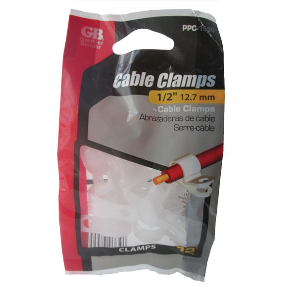 GB PPC-1550 Cable Clamp, 1/2 in Max Bundle Dia, Plastic, White