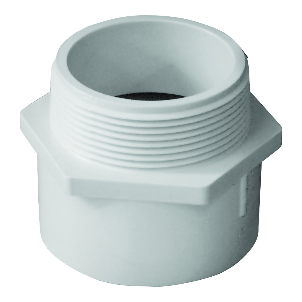 GENOVA 300 Series 30420 Pipe Adapter, 2 in, Slip x MIP, PVC, White, SCH 40 Schedule