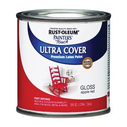 Painter&#39;s Touch Ultra Cover 1966730 Interior Paint, Gloss, Apple Red, 0.5 pt, Can, Resists: Chip, Fade, Water Base