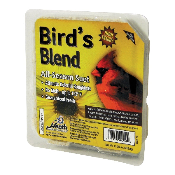 HEATH DD4-12 Suet Cake, All-Season, High-Energy, Bird&#39;s Blend Flavor, 11.25 oz