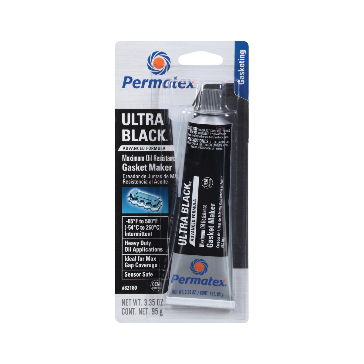 Permatex Ultra Black 82180 Gasket Maker, 3.35 oz Tube, Paste, Mild