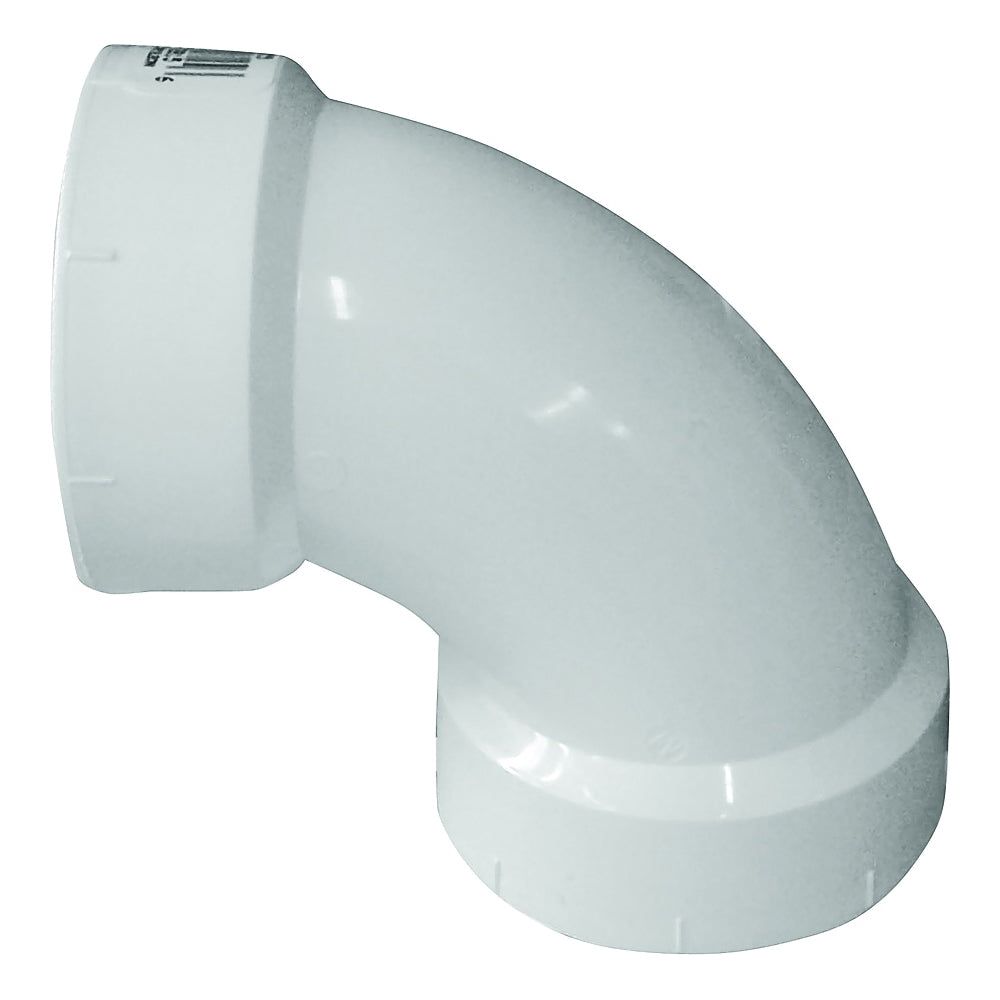 GENOVA 700 Series 72815 Drain Pipe Elbow, 1-1/2 in, Hub, 90 deg Angle, PVC, SCH 40 Schedule