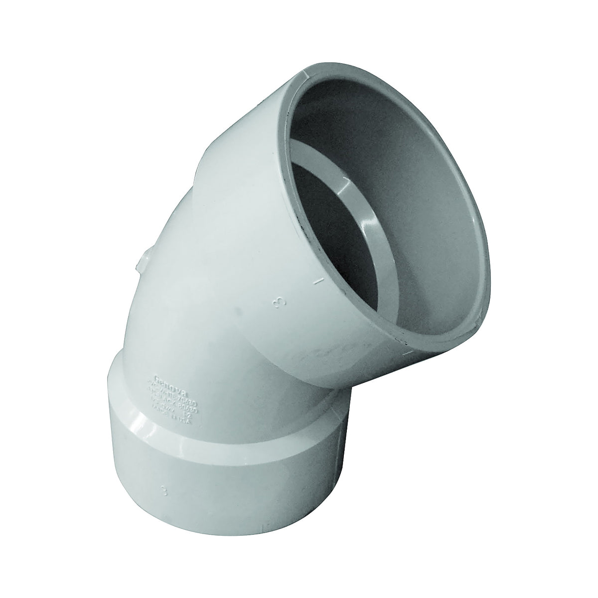 GENOVA 700 Series 755162/70630 Drain Pipe Elbow, 3 in, Hub, 45 deg Angle, PVC, SCH 40 Schedule