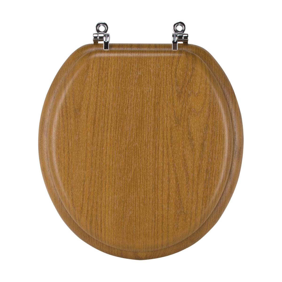ProSource T-17WO-3L-C Toilet Seat, Round, MDF with Plastic Wood Veneer, Wood Color, Bar Hinge