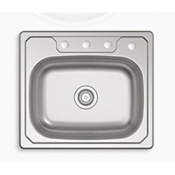 Sterling Middleton 14631-4-NA Kitchen Sink, 4-Faucet Hole, 22 in OAW, 6 in OAD, 25 in OAH, Stainless Steel