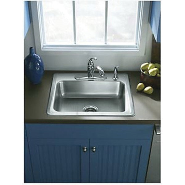 Sterling Middleton 14631-4-NA Kitchen Sink, 4-Faucet Hole, 22 in OAW, 6 in OAD, 25 in OAH, Stainless Steel