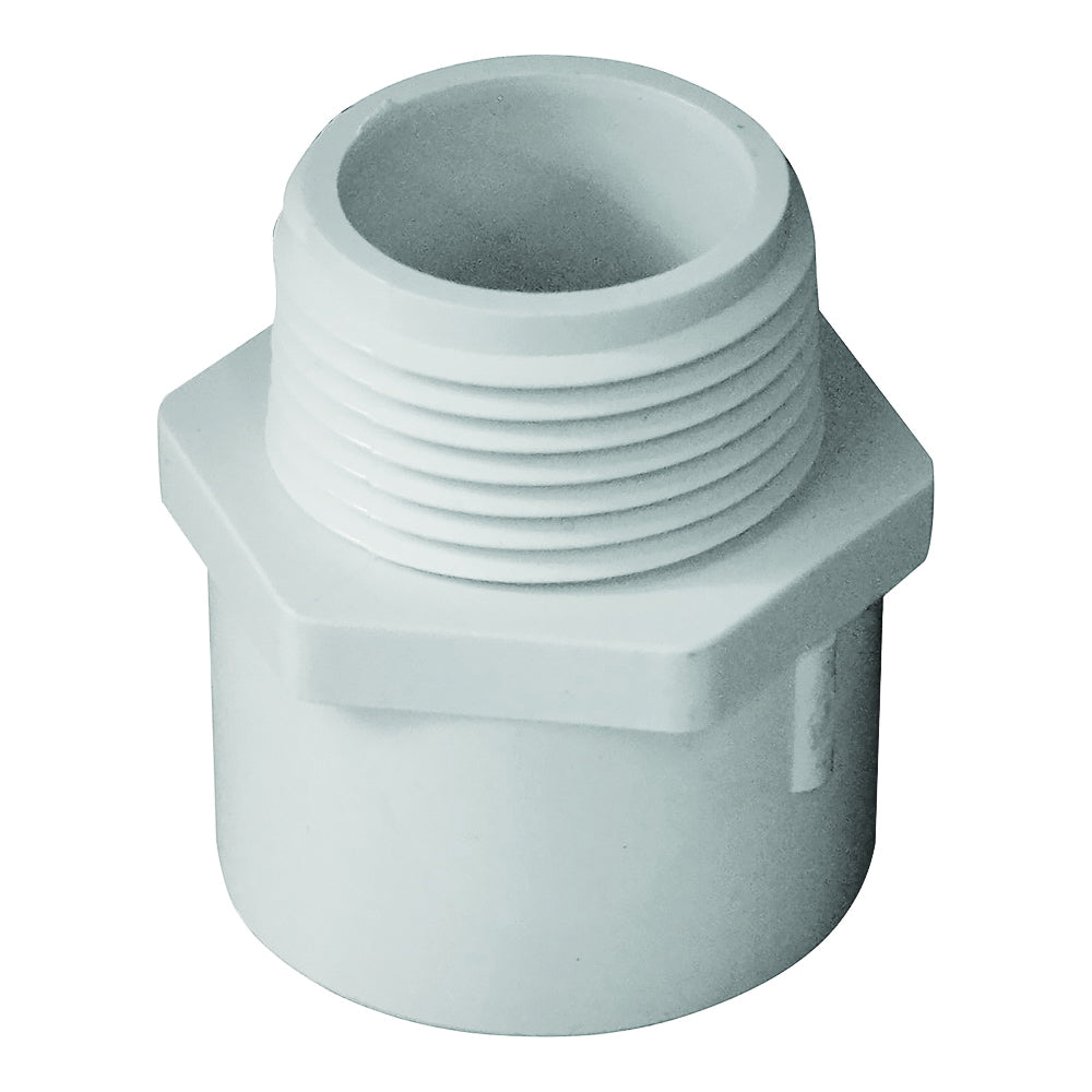 GENOVA 300 Series 30410 Pipe Adapter, 1 in, Slip x MIP, PVC, White, SCH 40 Schedule
