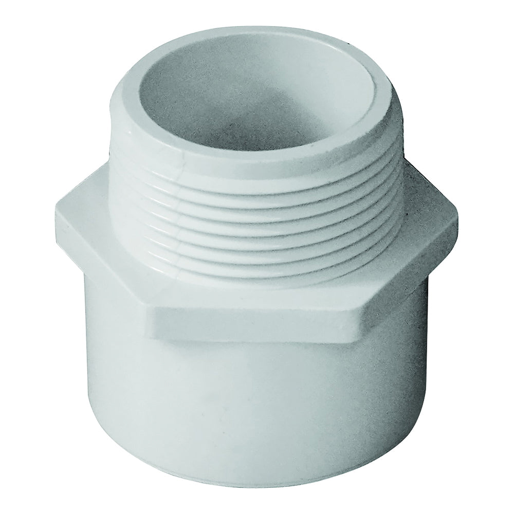 GENOVA 300 Series 30414 Pipe Adapter, 1-1/4 in, Slip x MIP, PVC, White, SCH 40 Schedule