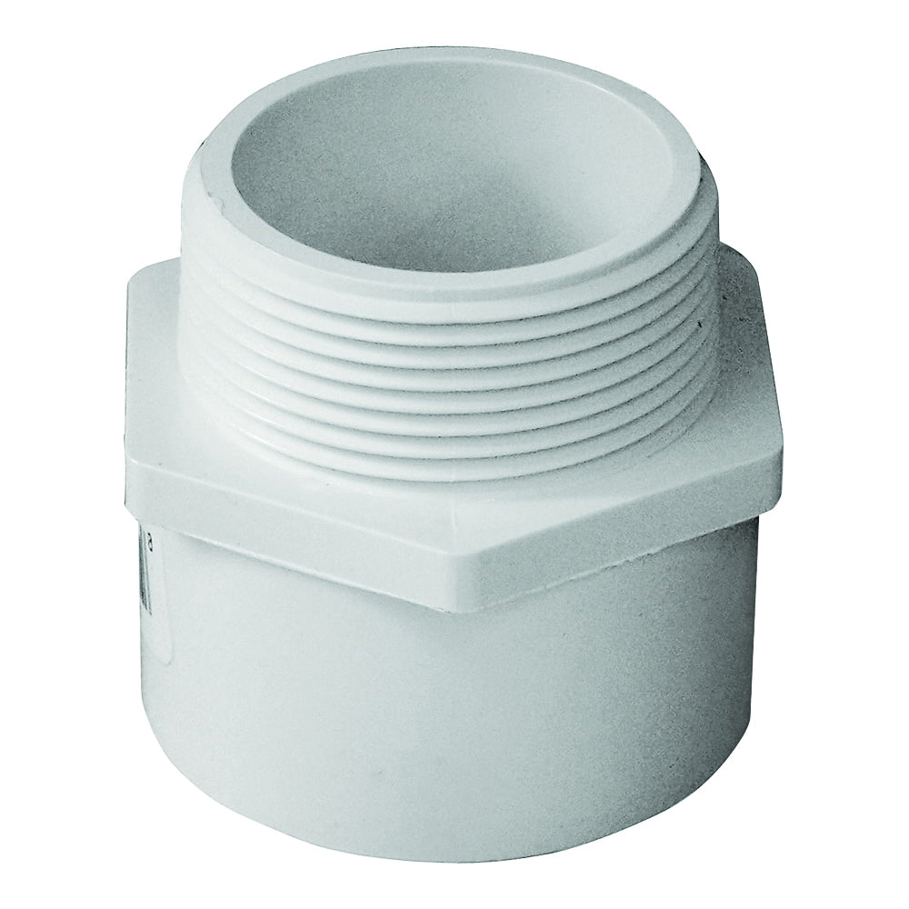 GENOVA 300 Series 30415 Pipe Adapter, 1-1/2 in, Slip x MIP, PVC, White, SCH 40 Schedule