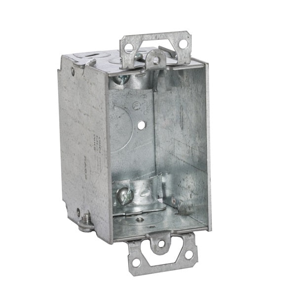 RACO 519 Switch Box, 1 -Gang, 5 -Knockout, 1/2 in Knockout, Steel, Gray, Galvanized