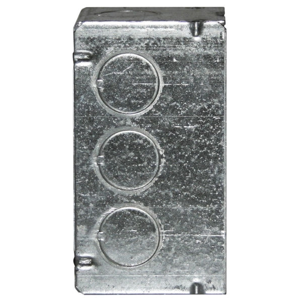 RACO 8670 Welded Handy Box, 1 -Gang, 11 -Knockout, 1/2 in Knockout, Galvanized Steel, Gray