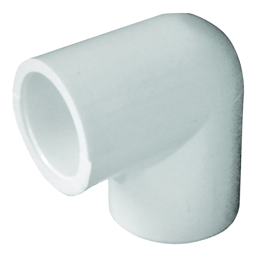 GENOVA 300 Series 435519/30705 Pipe Elbow, 1/2 in, Slip, 90 deg Angle, PVC, White, SCH 40 Schedule