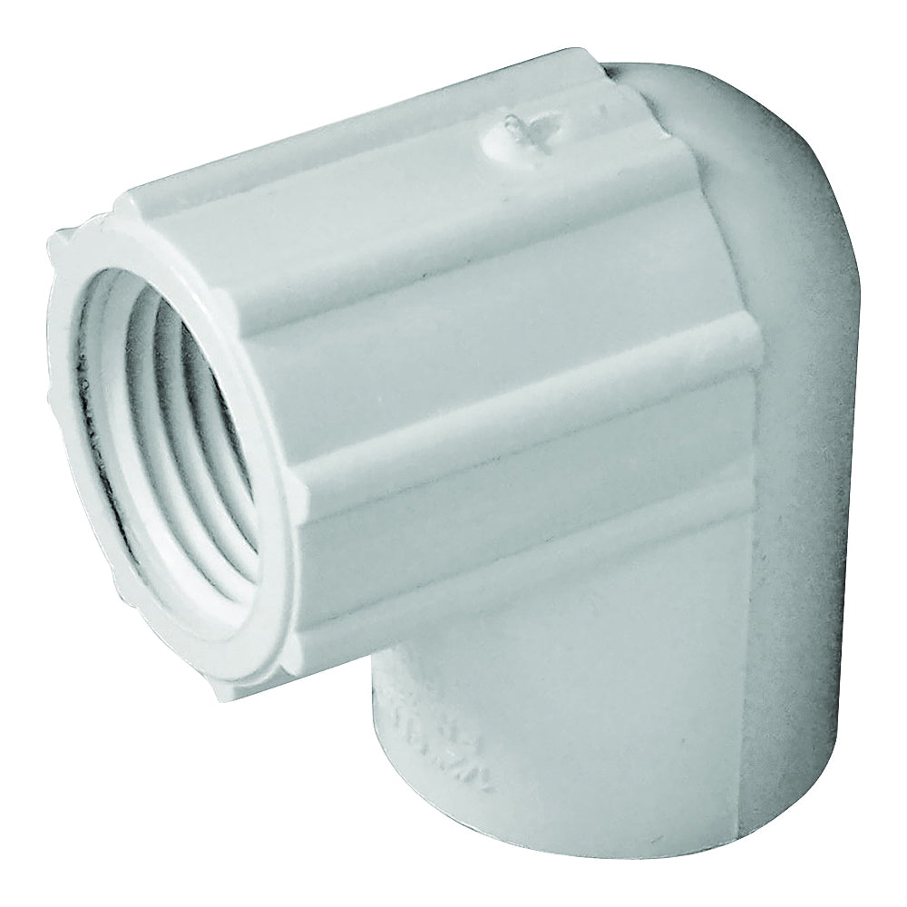 GENOVA 300 Series 33905 Pipe Elbow, 1/2 in, Slip x FIP, 90 deg Angle, PVC, White, SCH 40 Schedule