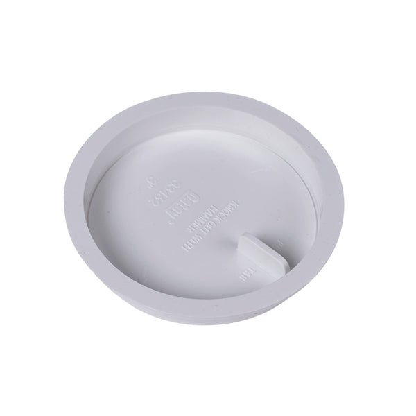 Oatey Knock-Out 39102 Test Cap with Barcode, 3 in Connection, ABS, White