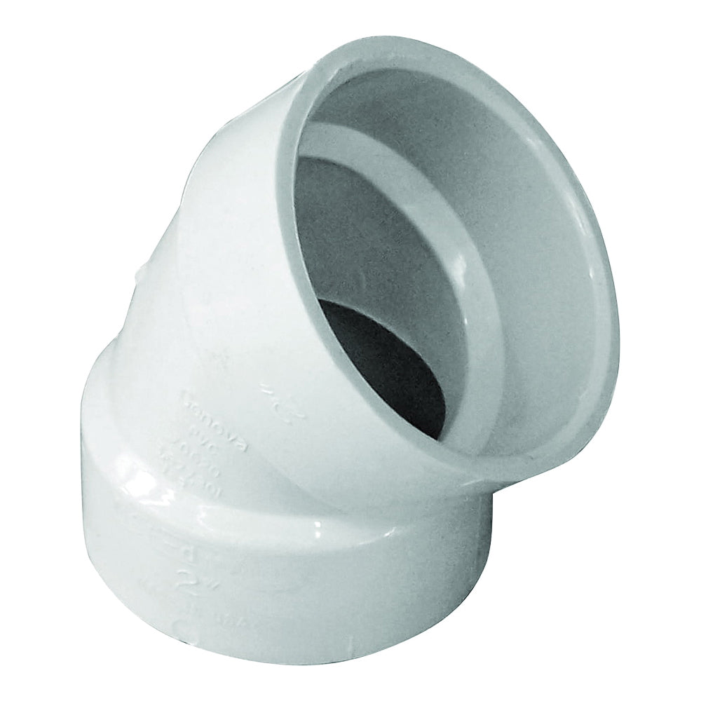 GENOVA 700 Series 70620 Drain Pipe Elbow, 2 in, Hub, 45 deg Angle, PVC, SCH 40 Schedule