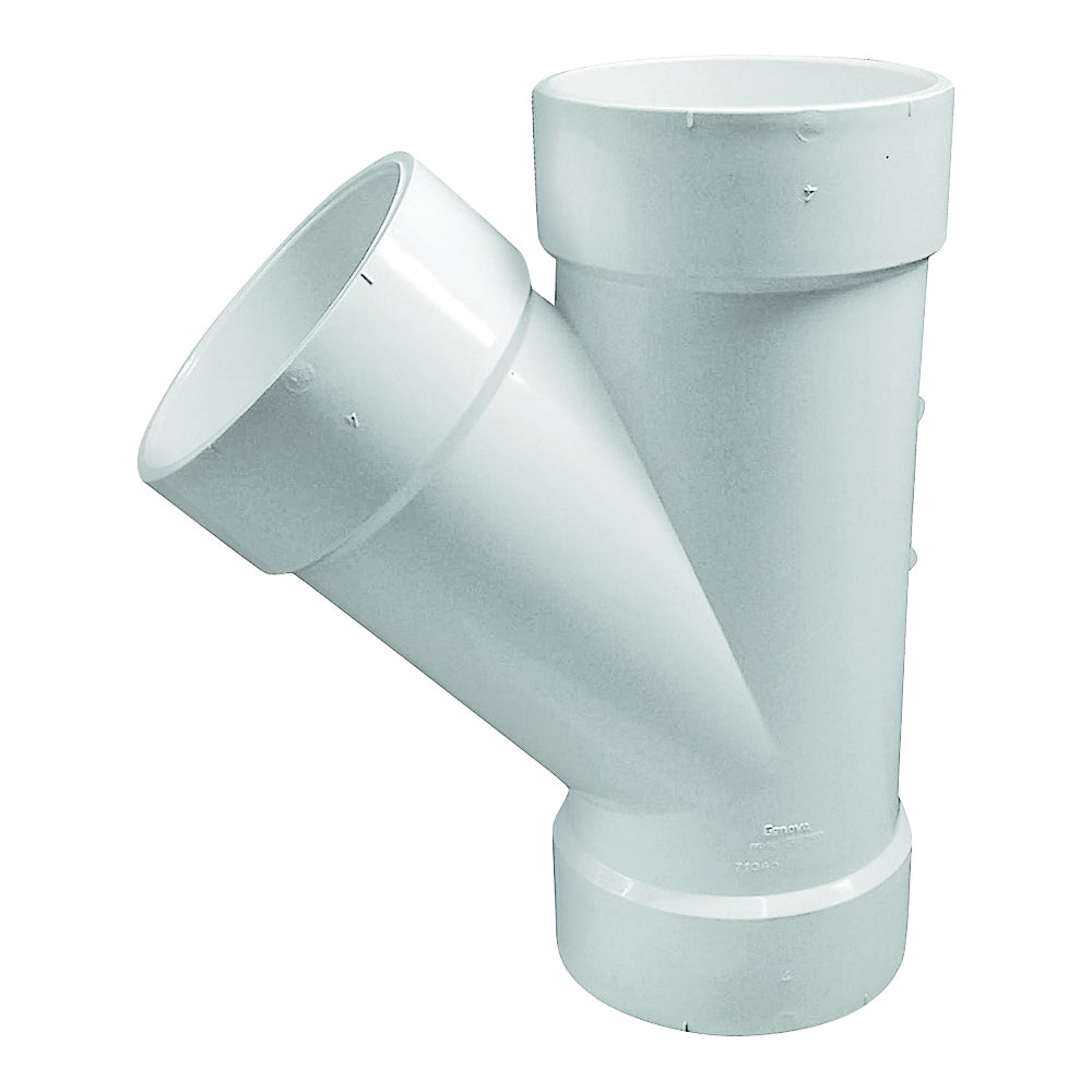 GENOVA 71040 Pipe Wye, 4 in, Hub, PVC, SCH 40 Schedule