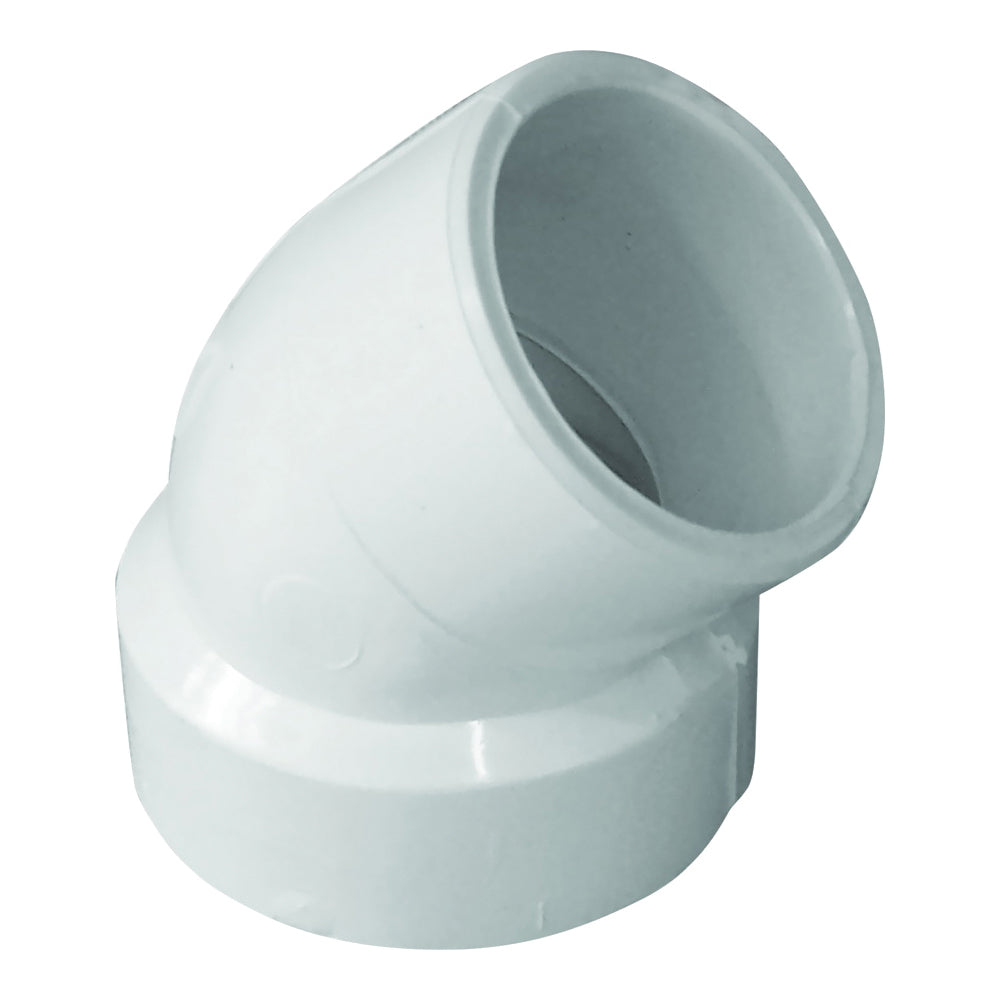 GENOVA 700 Series 72715 Street Pipe Elbow, 1-1/2 in, Hub x Spigot, 45 deg Angle, PVC, SCH 40 Schedule